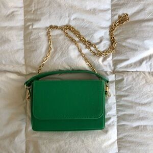 Green Chain Strap Boxy Clutch Women's Bag Purse